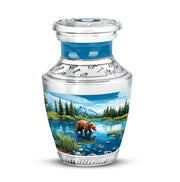 Inspiring Blue Bear Homage Urn for Human Ashes - 10-inch, 200 cu in - Yatskia