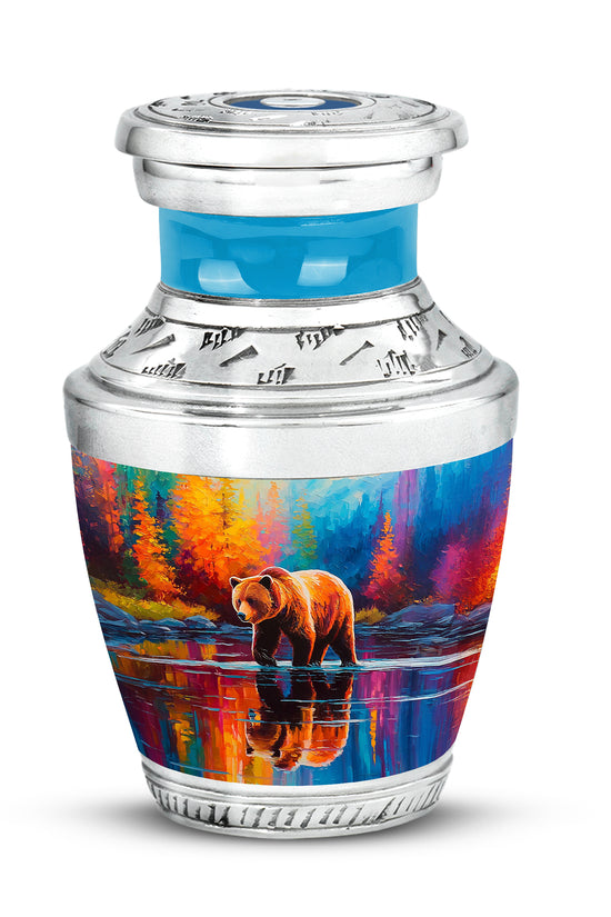 Blue Exquisite Bear Memorial Urn for Ashes - 10-inch, 200 cu in - Yatskia