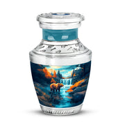 Teal Breathtaking Bear Memorial Urn for Ashes - 10-inch, 200 cu in - Yatskia