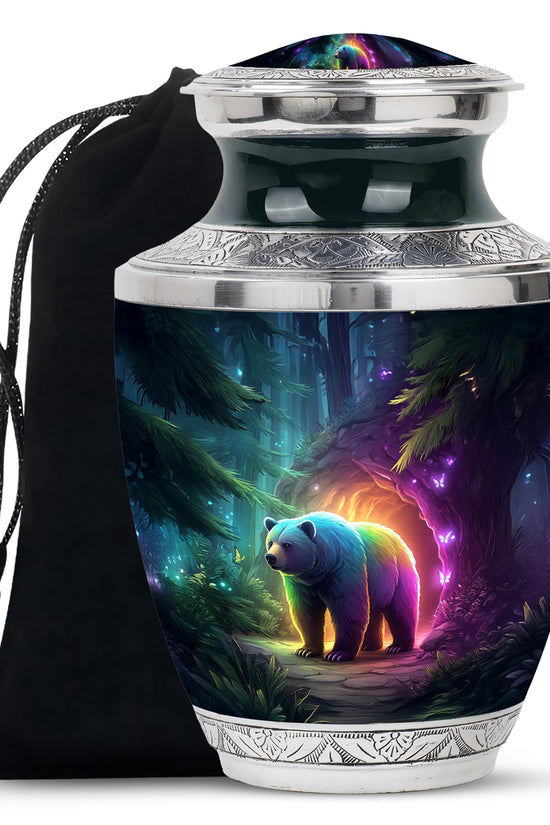 Cobalt Blue Bear Cremation Urn side profile showing urn shape - artistic bear interpretation with creative detail - full-size 10 inch 200 cubic inch adult cremation urn