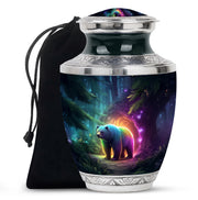 Cobalt Blue Bear Cremation Urn side profile showing urn shape - artistic bear interpretation with creative detail - full-size 10 inch 200 cubic inch adult cremation urn