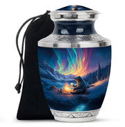 Dusty Blue Bear Cremation Urn side profile showing urn shape - contemporary bear design with modern artistic flair - full-size 10 inch 200 cubic inch adult cremation urn