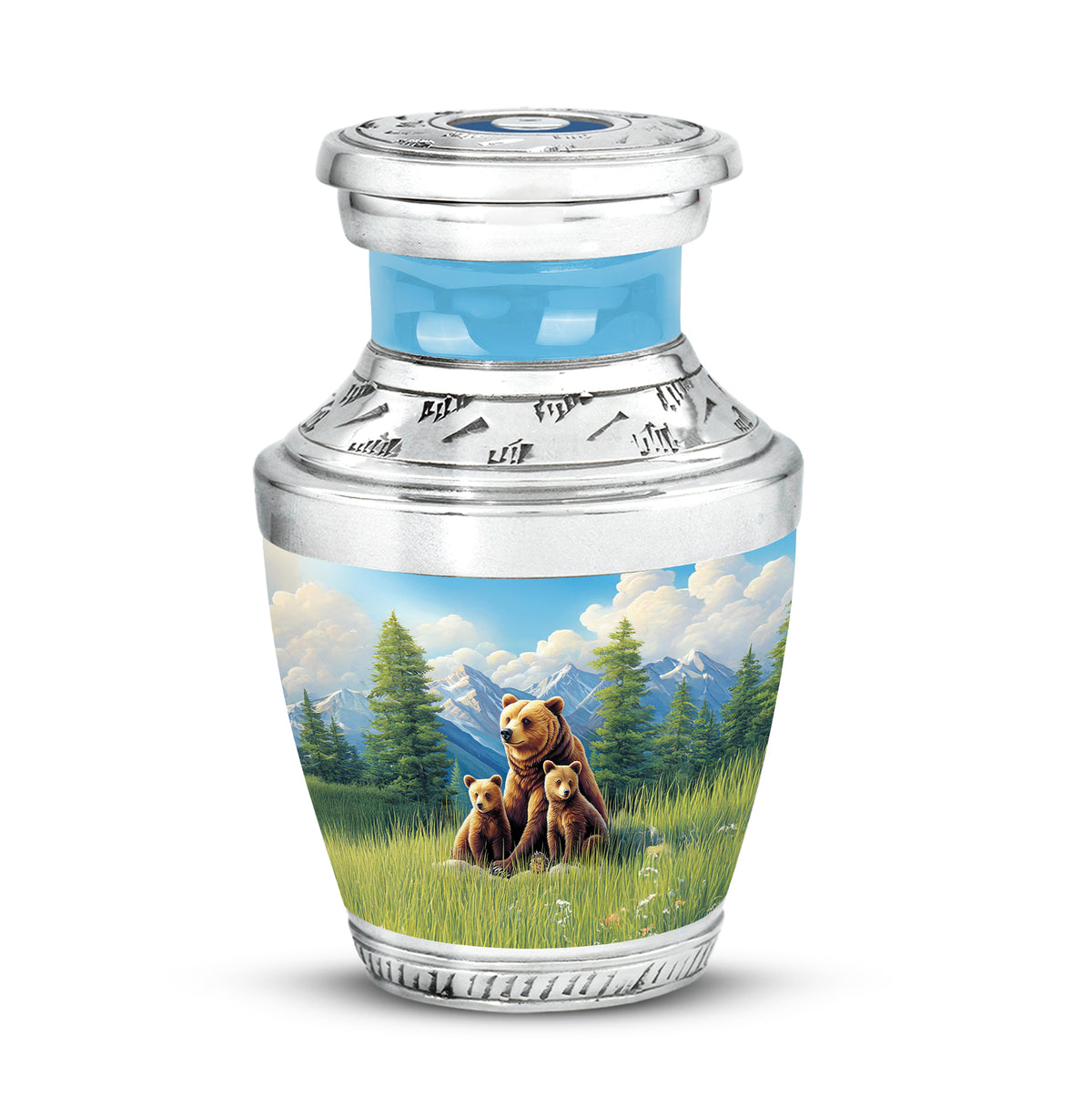 Radiant Bear Memorial Cremation Urns - Blue 10-inch, 200 cu in - Yatskia