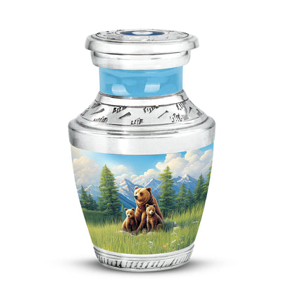 Radiant Bear Memorial Cremation Urns - Blue 10-inch, 200 cu in - Yatskia