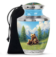 Serene Blue Bear Cremation Urn side profile showing urn shape - artistic bear interpretation with creative detail - full-size 10 inch 200 cubic inch adult cremation urn