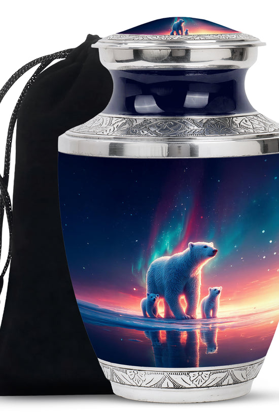 Dusty Blue Bear Cremation Urn side profile showing urn shape - contemporary bear design with modern artistic flair - full-size 10 inch 200 cubic inch adult cremation urn