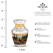 Sunrise Gold Bear Cremation Urn top-down view of secure threaded lid - contemporary bear design with modern artistic flair - mini keepsake memorial for portion of cremation ashes