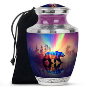 Steel Blue Bear Cremation Urn side profile showing urn shape - artistic bear interpretation with creative detail - full-size 10 inch 200 cubic inch adult cremation urn