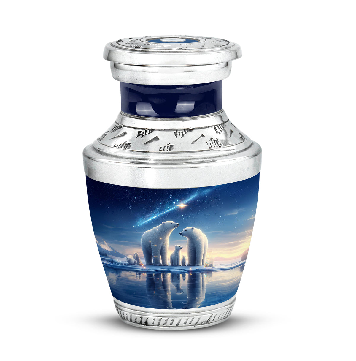 Illustrious Bear Memorial Cremation Urns - Blue 10-inch, 200 cu in - Yatskia