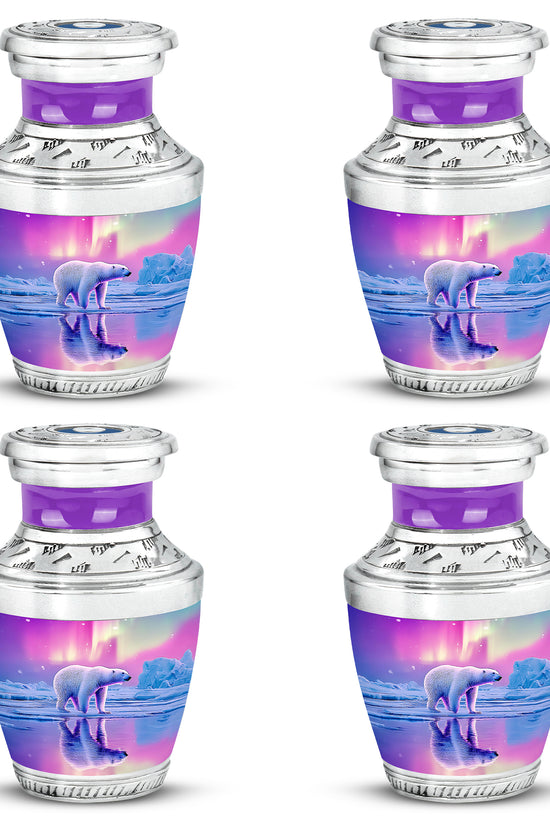 Peony Pink Bear Cremation Urn back view with polished surface - contemporary bear design with modern artistic flair - 10 inch aluminum urn for cremated remains