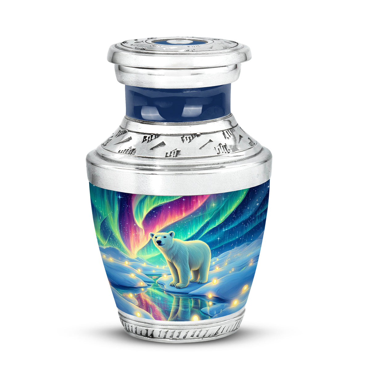 Radiant Bear Memorial Cremation Urns - Blue 10-inch, 200 cu in - Yatskia