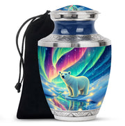 Steel Blue Bear Cremation Urn side profile showing urn shape - artistic bear interpretation with creative detail - full-size 10 inch 200 cubic inch adult cremation urn