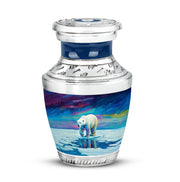 Blue Stately Bear Cremation Urns for Human Ashes - 10-inch, 200 cu in - Yatskia