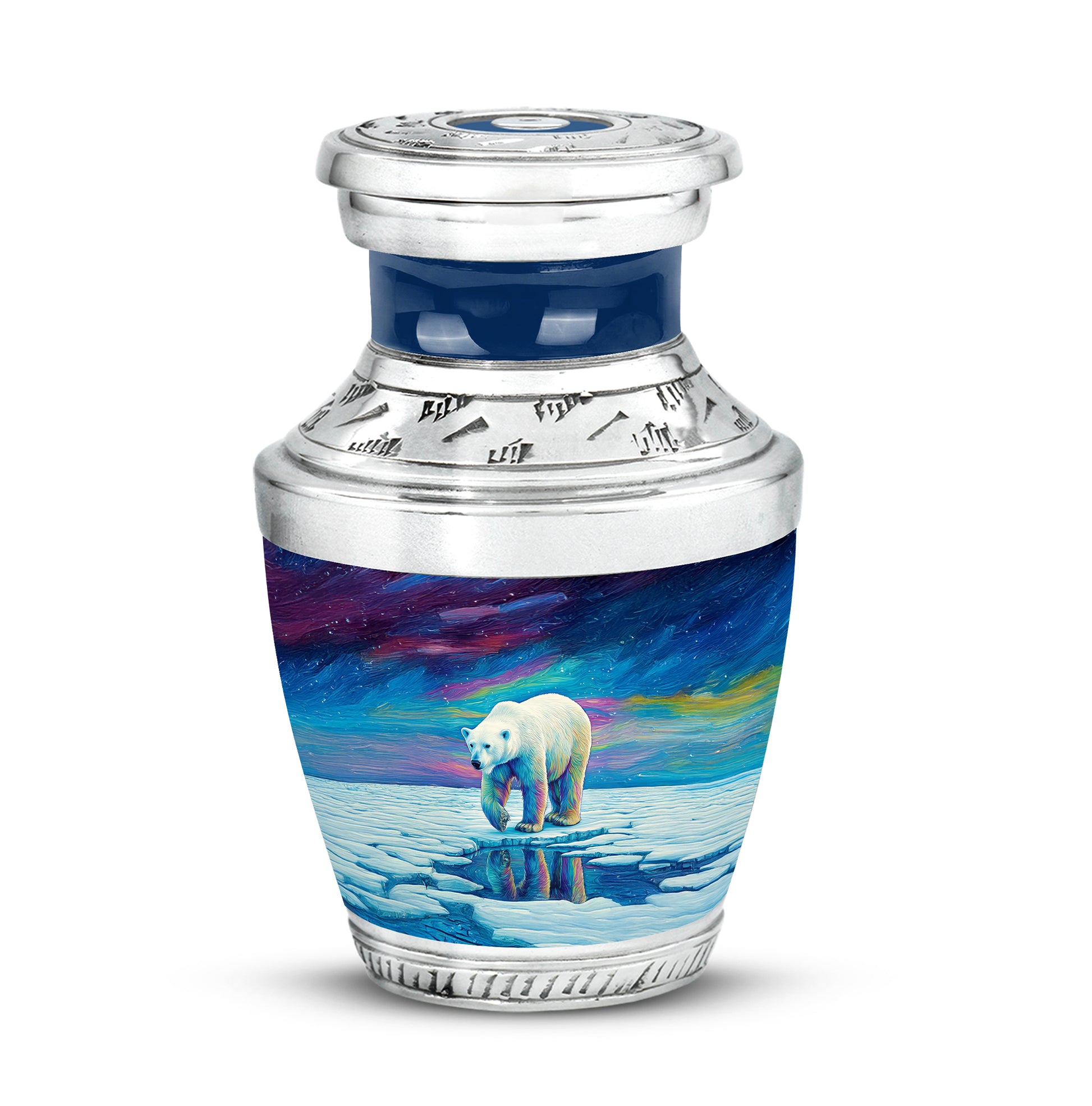 Blue Stately Bear Cremation Urns for Human Ashes - 10-inch, 200 cu in - Yatskia