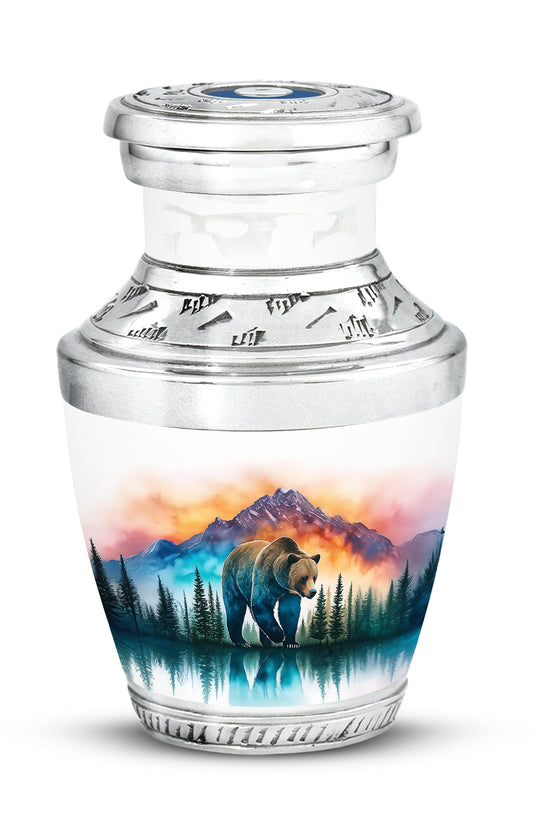 Remarkable Bear Memorial Cremation Urns - Silver 10-inch, 200 cu in - Yatskia