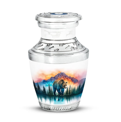 Remarkable Bear Memorial Cremation Urns - Silver 10-inch, 200 cu in - Yatskia