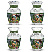 Olive Green Bear Cremation Urn back view with polished surface - artistic bear interpretation with creative detail - 10 inch aluminum urn for cremated remains
