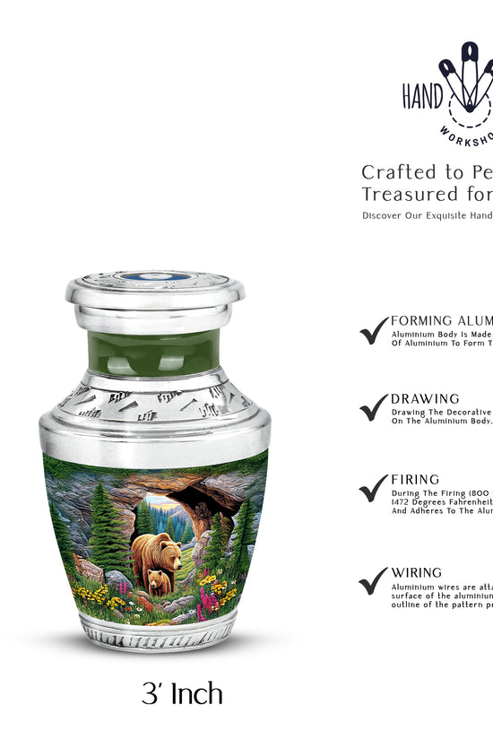 Jade Green Bear Cremation Urn top-down view of secure threaded lid - contemporary bear design with modern artistic flair - mini keepsake memorial for portion of cremation ashes