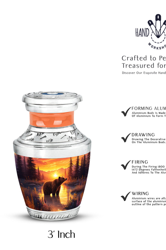 Ruby Red Bear Cremation Urn top-down view of secure threaded lid - artistic bear interpretation with creative detail - mini keepsake memorial for portion of cremation ashes