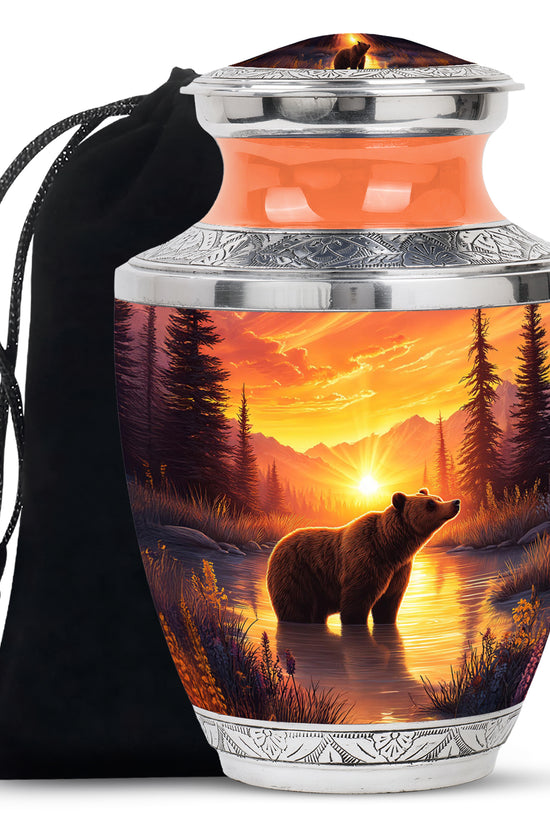 Fiery Red Bear Cremation Urn side profile showing urn shape - artistic bear interpretation with creative detail - full-size 10 inch 200 cubic inch adult cremation urn