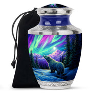 Sky Blue Bear Cremation Urn side profile showing urn shape - contemporary bear design with modern artistic flair - full-size 10 inch 200 cubic inch adult cremation urn