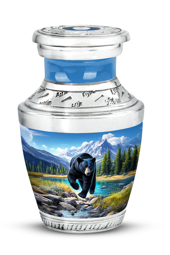 Blue Resounding Bear Memorial Urn for Ashes - 10-inch, 200 cu in - Yatskia