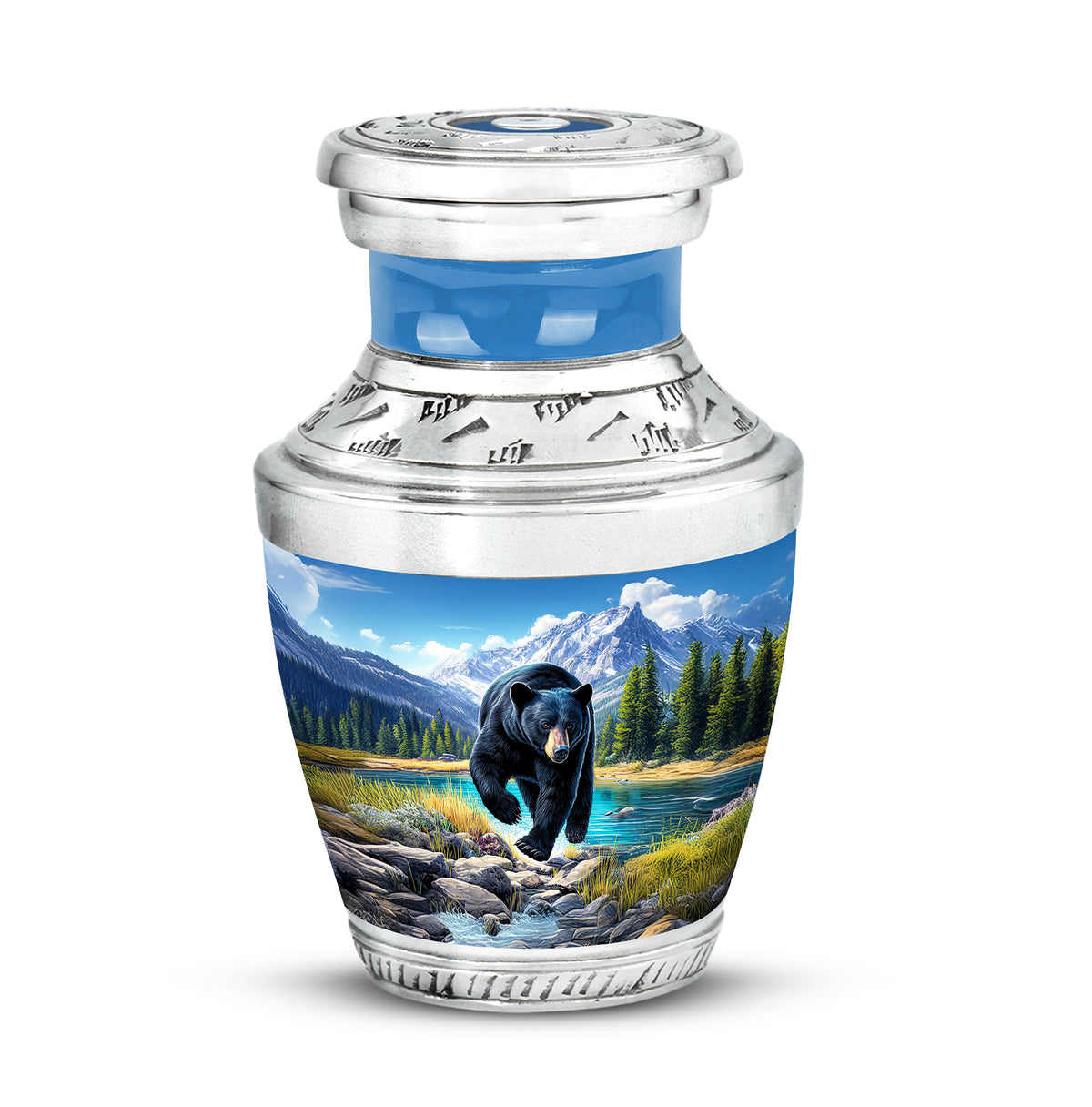 Blue Resounding Bear Memorial Urn for Ashes - 10-inch, 200 cu in - Yatskia