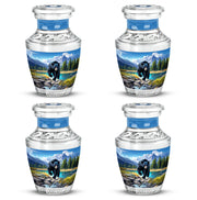 Sapphire Blue Bear Cremation Urn back view with polished surface - artistic bear interpretation with creative detail - 10 inch aluminum urn for cremated remains