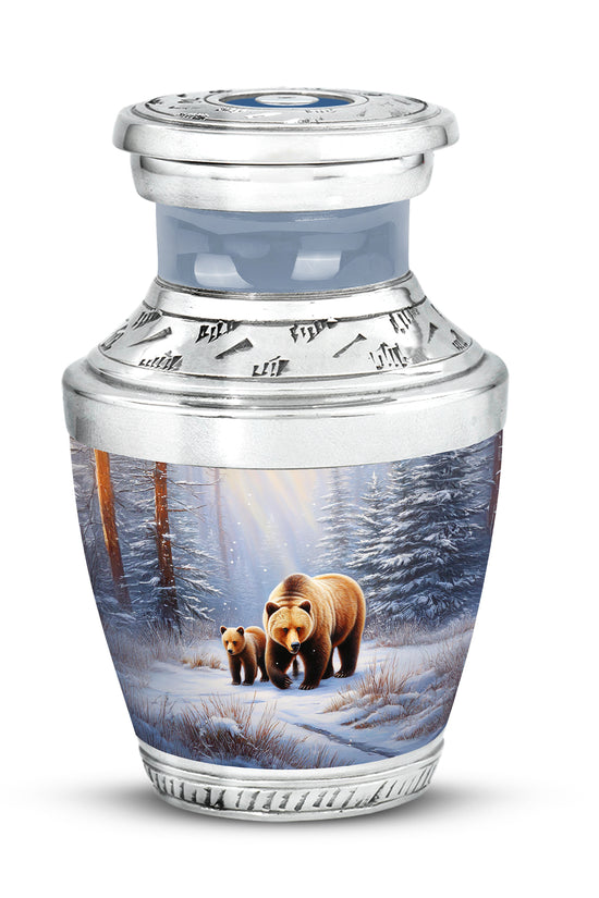 Personalized Silver Heavenly Bear Cremation Urns for Human Ashes - 10-inch, 200 cu in - Yatskia