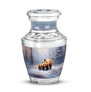 Personalized Silver Heavenly Bear Cremation Urns for Human Ashes - 10-inch, 200 cu in - Yatskia