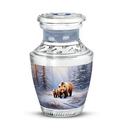 Personalized Silver Heavenly Bear Cremation Urns for Human Ashes - 10-inch, 200 cu in - Yatskia