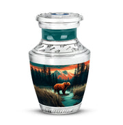 Luminous Teal Bear Benediction Urn for Human Ashes - 10-inch, 200 cu in - Yatskia