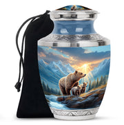 Vivid Blue Bear Cremation Urn side profile showing urn shape - artistic bear interpretation with creative detail - full-size 10 inch 200 cubic inch adult cremation urn