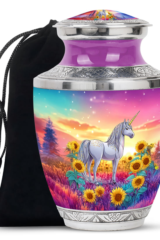 Beautiful Unicorn Urn - Sunset Memorial Urn For Male & Female