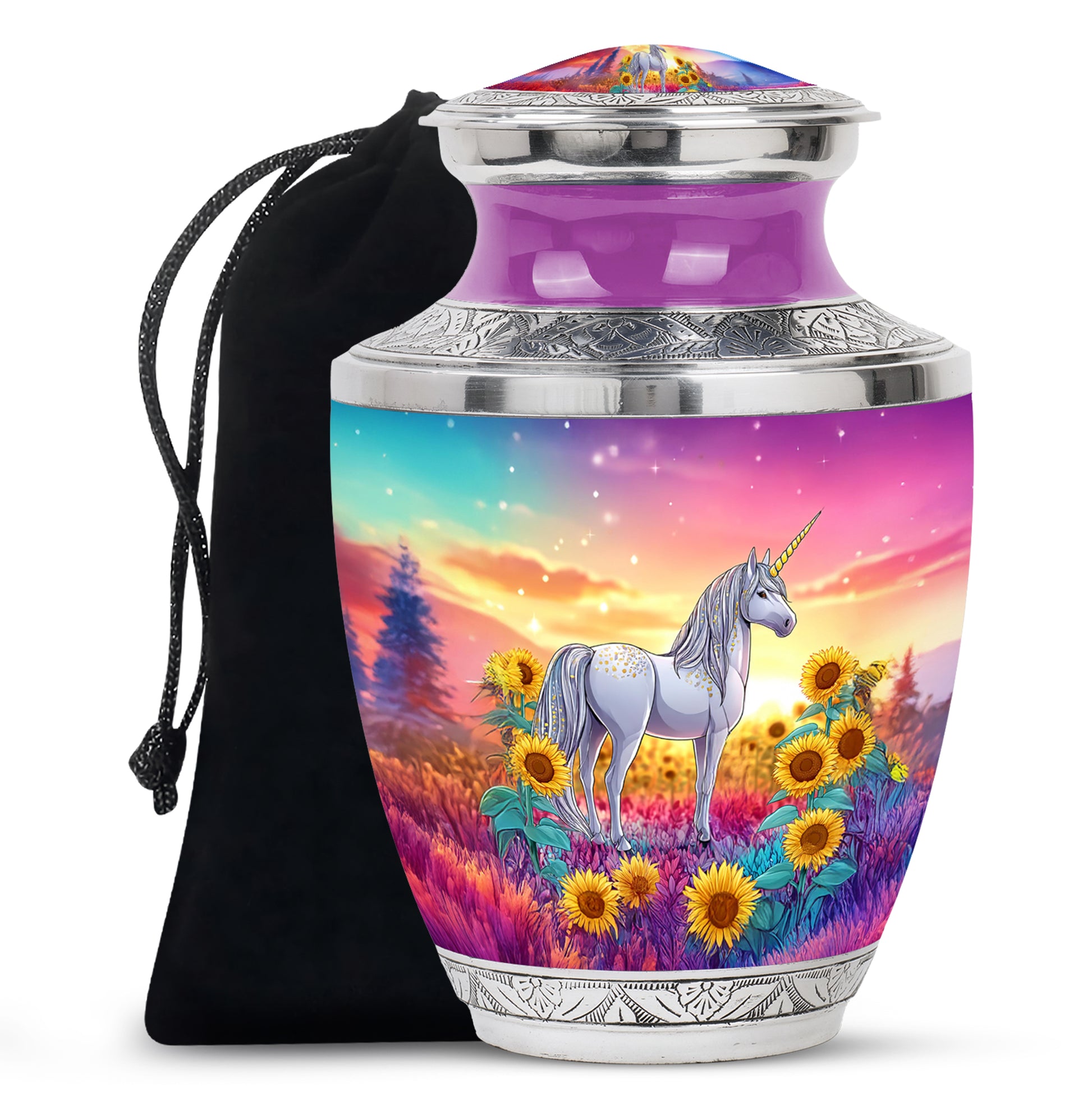 Beautiful Unicorn Urn - Sunset Memorial Urn For Male & Female