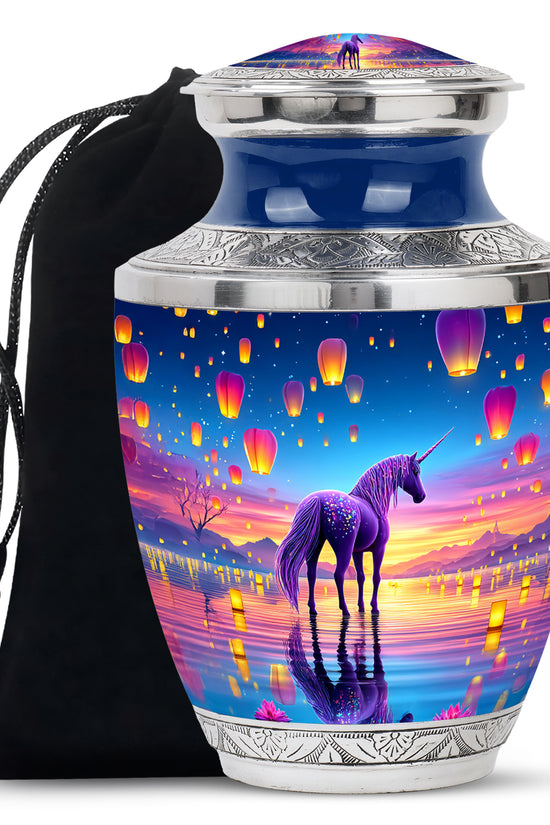 Sunset Unicorn Funeral Urn - Lantern Memorial Urn For Mother & Father