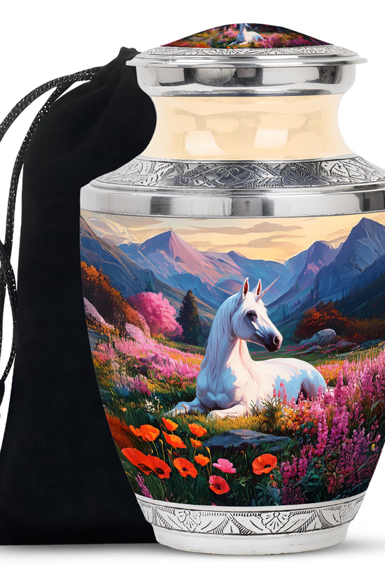 Nature Unicorn Cremation Urn – Flower Field Memorial Urn For Ashes