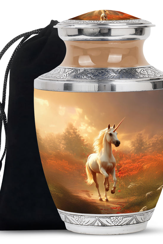 Golden Unicorn Funeral Urn - Forest Memorial Urn For Loved Ones Ashes
