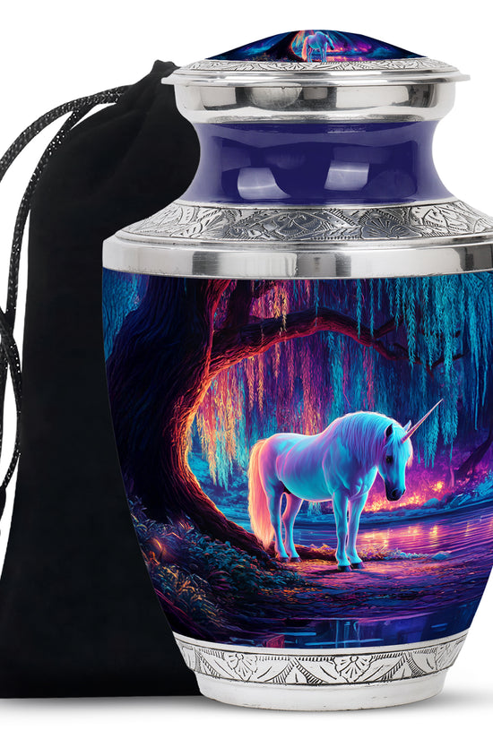 Neon Forest Unicorn Urn - Memorial Urn For Mother & Father