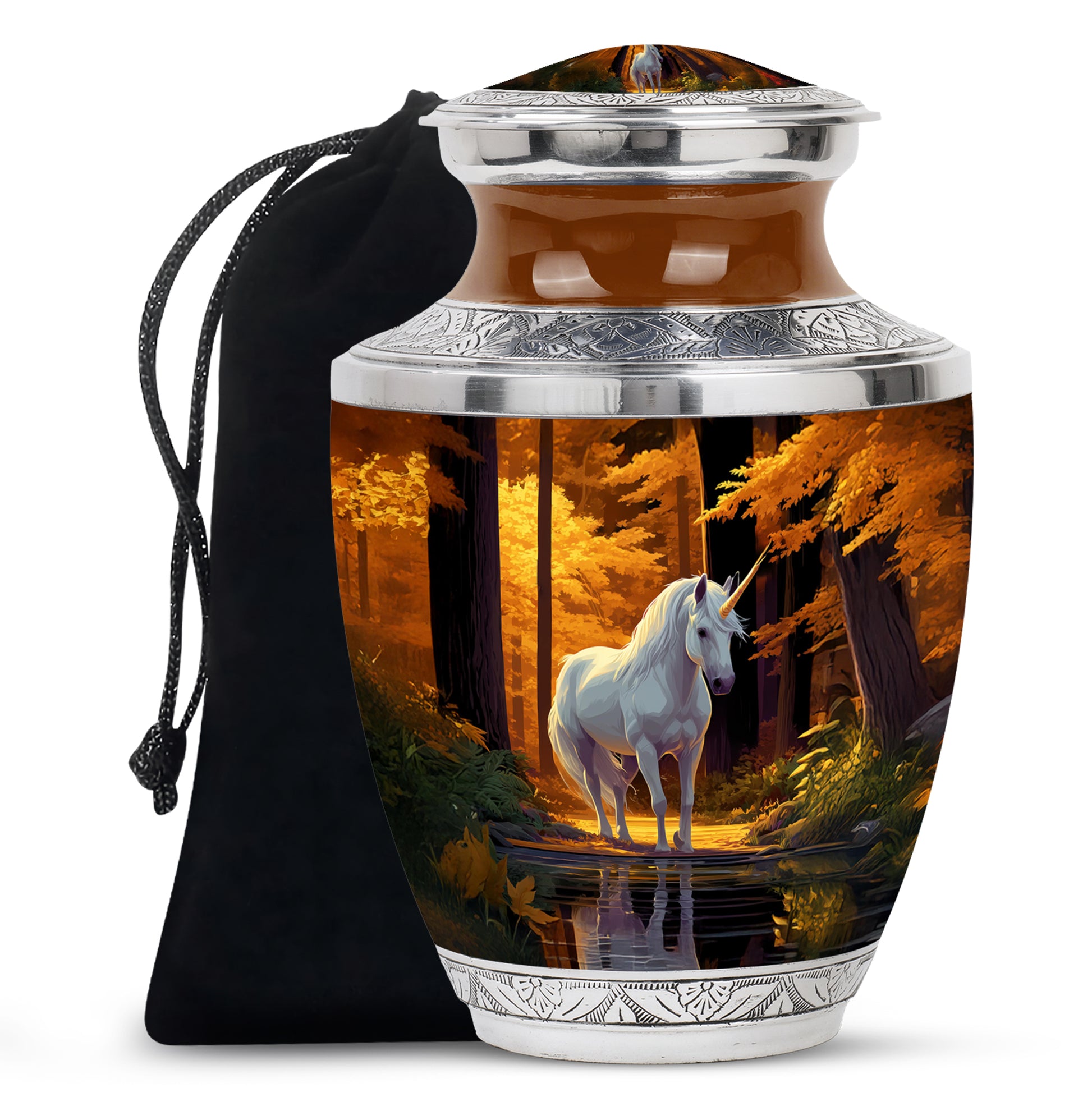 Unicorn Memorial Urn - Autumn Forest Cremation Urn For Adults Ashes