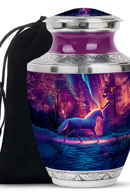 Purple Unicorn Cremation Urn - Fantasy Memorial Urn For Adult Ashes