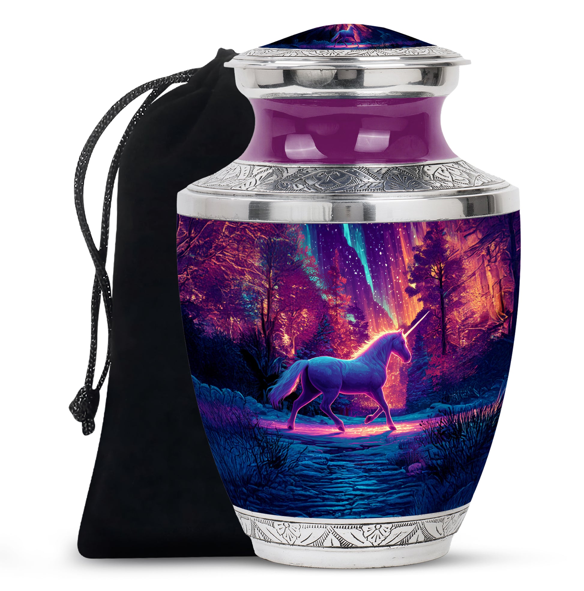 Purple Unicorn Cremation Urn - Fantasy Memorial Urn For Adult Ashes