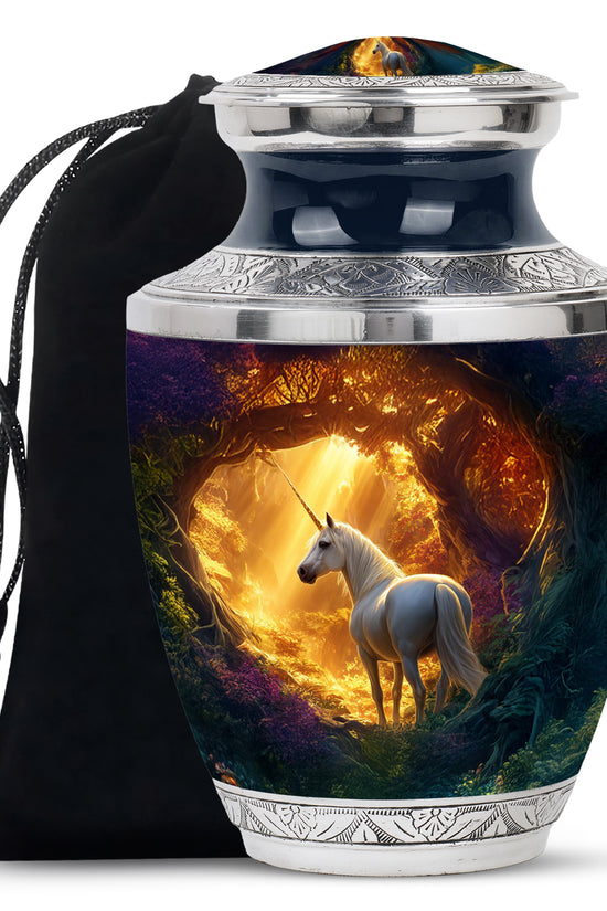 Golden Unicorn Funeral Urn - Forest Memorial Urn For Burial