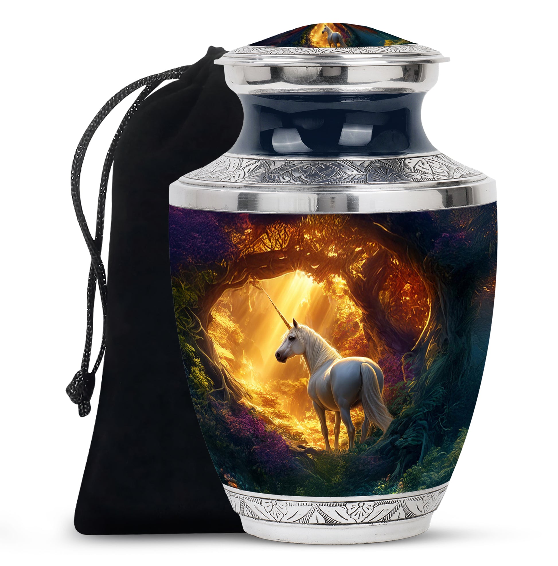 Golden Unicorn Funeral Urn - Forest Memorial Urn For Burial