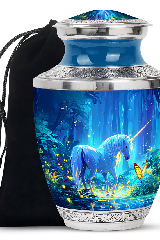 Mystical Unicorn Funeral Urn - Beautiful Forest Memorial Urn For Human Ashes