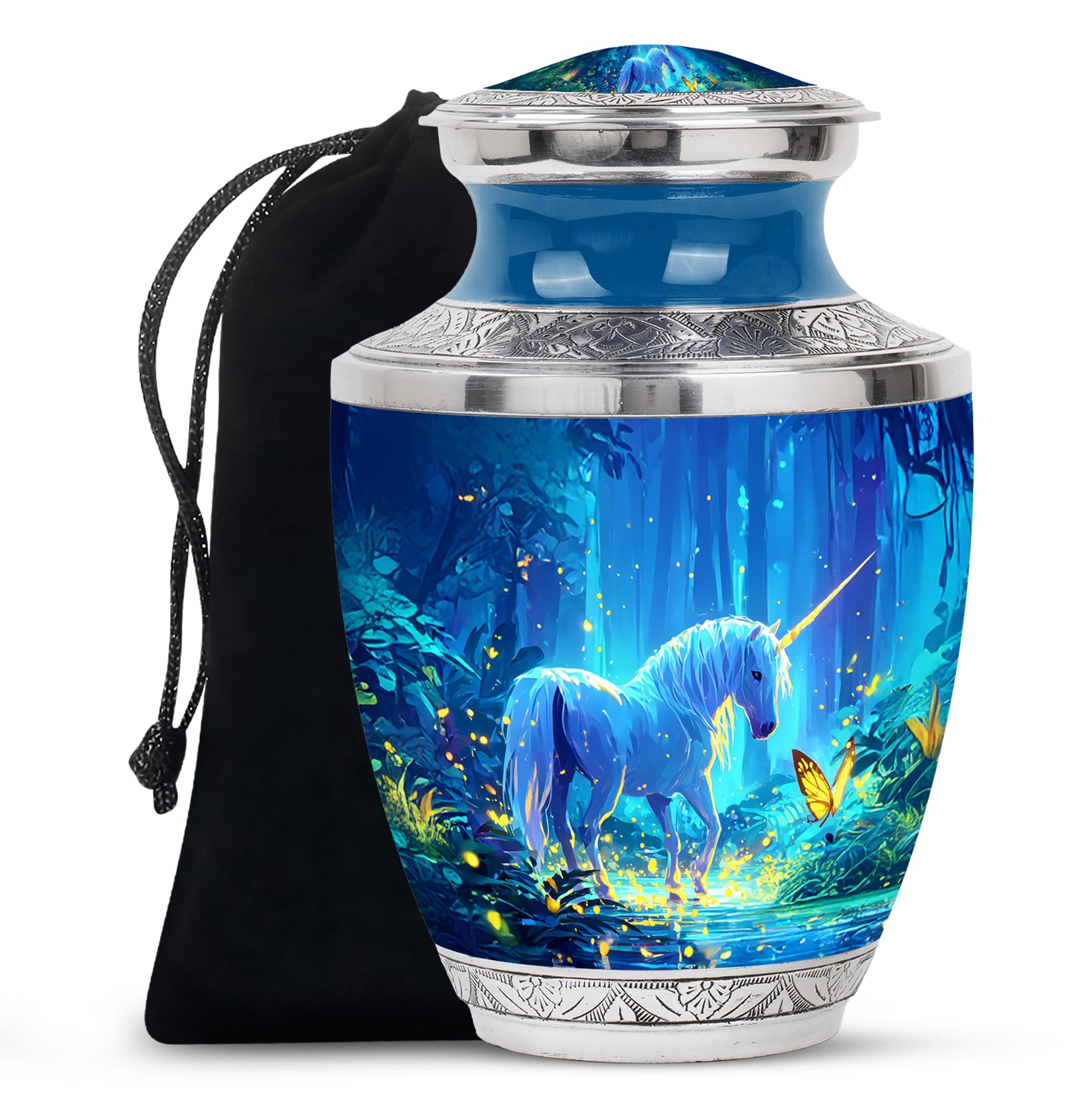 Mystical Unicorn Funeral Urn - Beautiful Forest Memorial Urn For Human Ashes