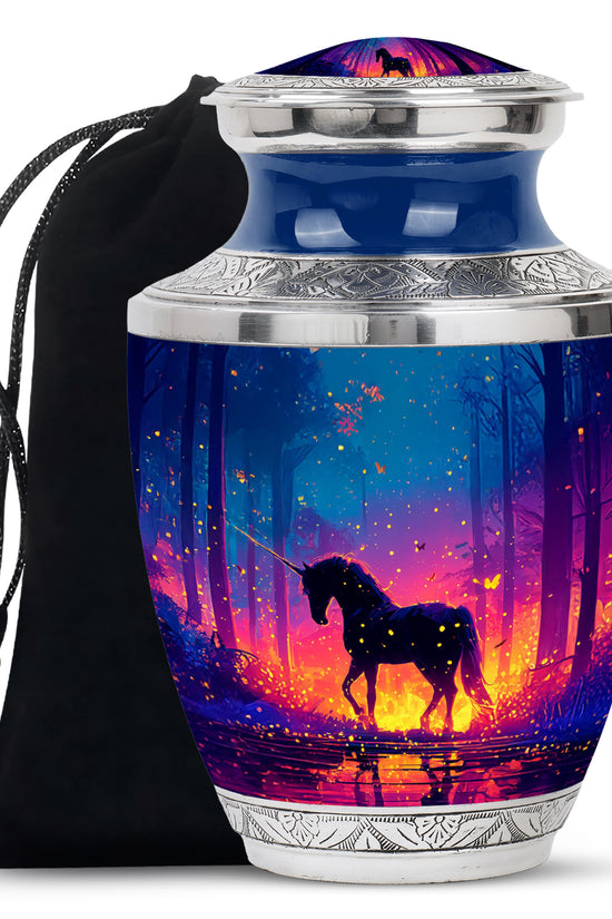 Fire Unicorn Memorial Urn - Forest Funeral Cremation Urn For Adult Ashes