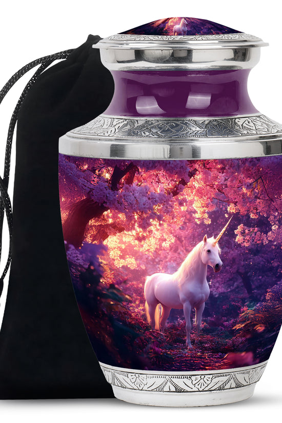Magical Unicorn Memorial Urn - Blossom Forest Cremation Urn For Loved One