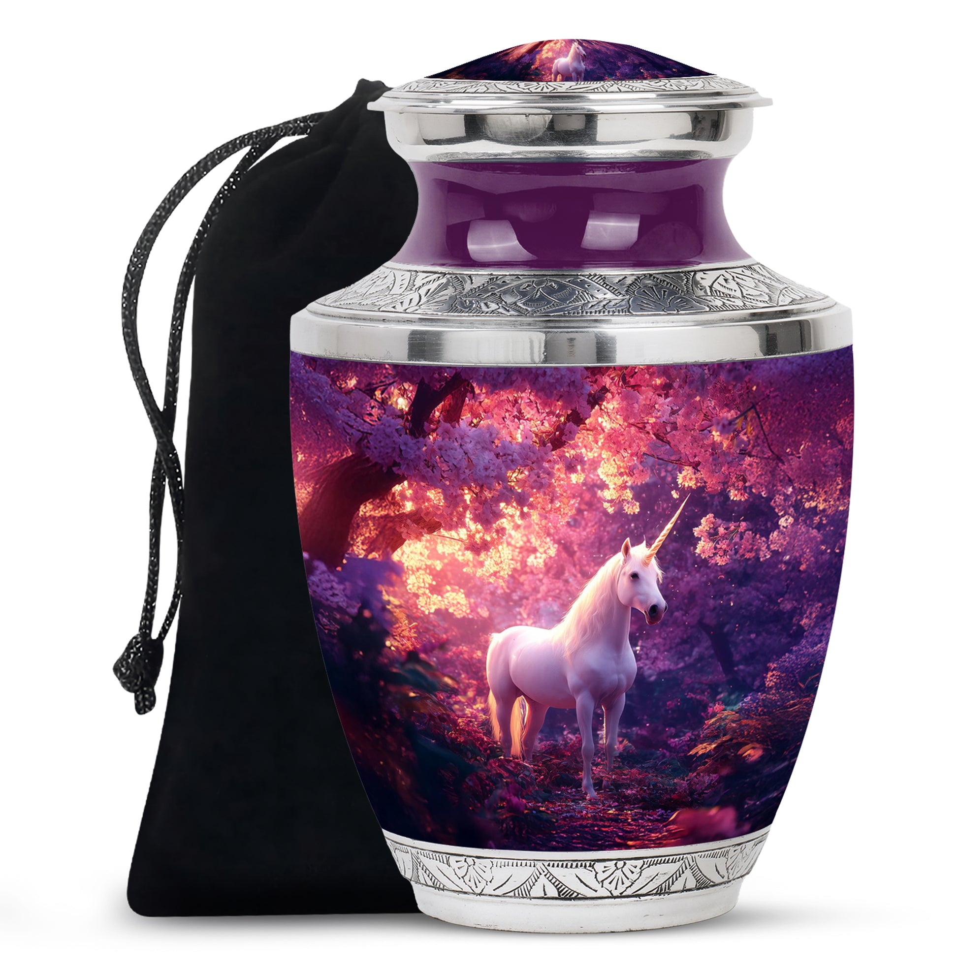 Magical Unicorn Memorial Urn - Blossom Forest Cremation Urn For Loved One