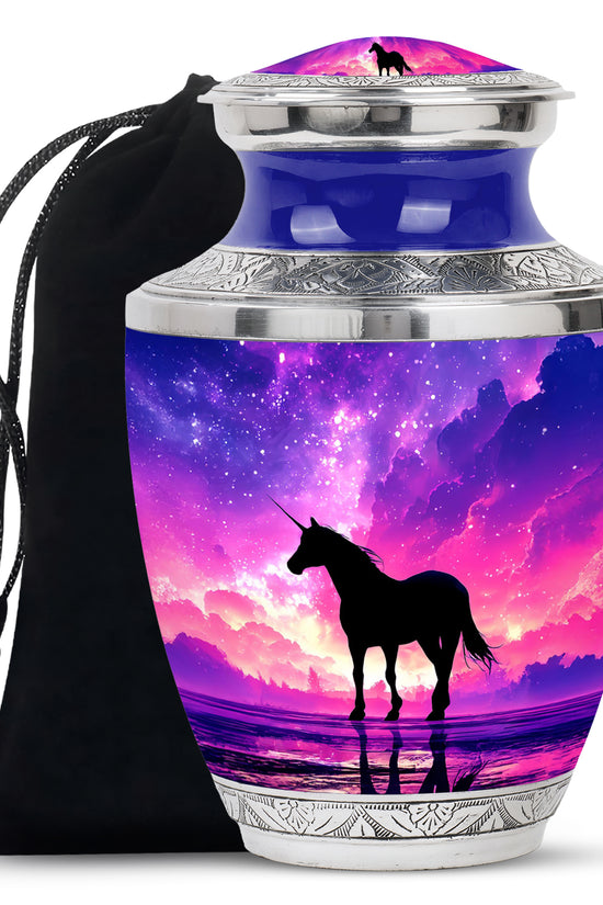 Galaxy Unicorn Cremation Urn - Fantasy Night Sky Memorial Urn For Burial